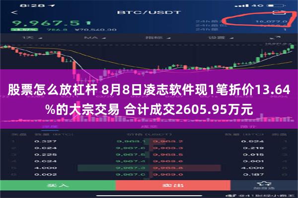 股票怎么放杠杆 8月8日凌志软件现1笔折价13.64%的大宗交易 合计成交2605.95万元