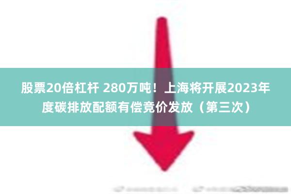 股票20倍杠杆 280万吨！上海将开展2023年度碳排放配额有偿竞价发放（第三次）