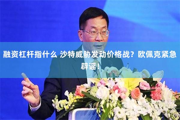 融资杠杆指什么 沙特威胁发动价格战？欧佩克紧急辟谣！